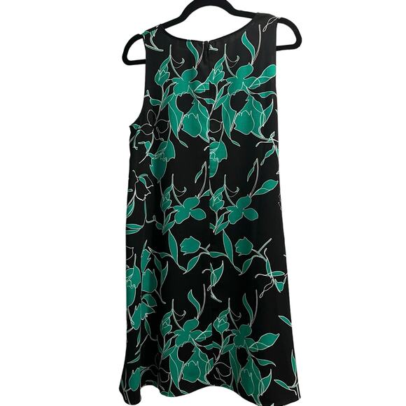 Halogen Green Floral Sleeveless A-Line Trapeze Dress Women’s Size Medium - Picture 2 of 3